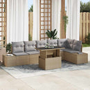 Havesofa Sæt med pude 7 pcs Beige og lys grå polyrattan