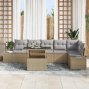 Havesofa Sæt med pude 7 pcs Beige og lys grå polyrattan