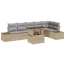 Havesofa Sæt med pude 7 pcs Beige og lys grå polyrattan
