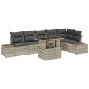Havesofa Sæt med pude 7 pcs Lysegrå polyrattan