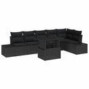 Havesofa Sæt med pude med opbevaring 7 pcs Sort