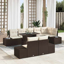 Havesofa Sæt med pude 9 pcs Brun og Creme polyrattan