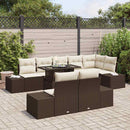 Havesofa Sæt med pude 9 pcs Brun og Creme polyrattan