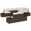 Havesofa Sæt med pude 9 pcs Brun og Creme polyrattan