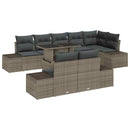 Havesofa Sæt med pude 9 pcs Grå polyrattan