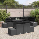 Havesofa Sæt med pude 9 pcs Sort polyrattan
