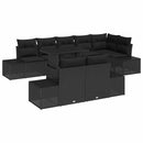 Havesofa Sæt med pude 9 pcs Sort polyrattan