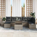 Havesofa Sæt 8 pcs Grå Polyrattan og pulverlakeret stål og glas