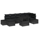 Havesofa Sæt med pude 8 pcs Sort