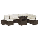 Havesofa Sæt med pude 9 pcs Brun og Creme polyrattan