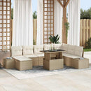 Havesofa Sæt med pude 9 pcs Beige og creme polyrattan