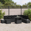 Havesofa Sæt 9 stk. Sort polyrattan