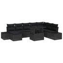 Havesofa Sæt med pude med opbevaring 9 pcs Sort polyrattan