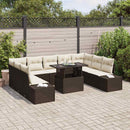 Havesofa Sæt med pude 10 pcs Brun og Creme polyrattan