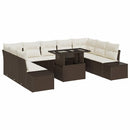 Havesofa Sæt med pude 10 pcs Brun og Creme polyrattan