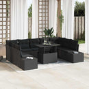 Havesofa Sæt med pude 10 pcs Sort polyrattan