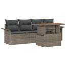 Havesofa Sæt med pude 5 pcs Grå polyrattan