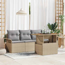 Havesofa Sæt med pude 5 pcs Beige og lys grå polyrattan