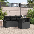 Havesofa Sæt med pude 5 pcs Sort polyrattan