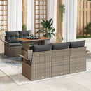 Havesofa Sæt med pude 6 pcs Grå polyrattan