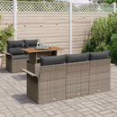 Havesofa Sæt med pude 6 pcs Grå polyrattan