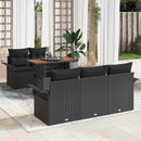 Havesofa Sæt med pude 6 pcs Sort polyrattan