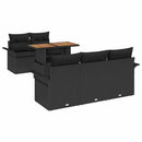 Havesofa Sæt med pude 6 pcs Sort polyrattan