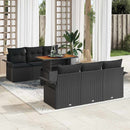 Havesofa Sæt 7 pcs Sort Polyrattan og pulverlakeret stål