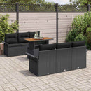 Havesofa Sæt 7 pcs Sort Polyrattan og pulverlakeret stål