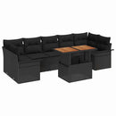 Havesofa Sæt med pude 8 pcs Sort