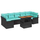Havesofa Sæt 8 stk. Sort og Blå polyrattan