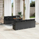 Havesofa Sæt med pude 7 pcs Sort polyrattan