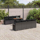 Havesofa Sæt med pude 7 pcs Sort polyrattan