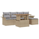Havesofa Sæt med pude 6 pcs beige og lysegrå