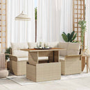 Havesofa Sæt med pude 5 pcs beige og cremefarvet