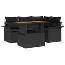Havesofa Sæt med pude 5 pcs Sort