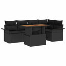 Havesofa Sæt med pude 6 pcs Sort