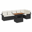 Havesofa Sæt med pude 7 pcs Sort og Cream polyrattan