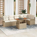 Havesofa Sæt med pude 7 pcs Beige og creme polyrattan