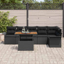 Havesofa Sæt med pude 7 pcs Sort polyrattan