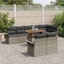 Havesofa Sæt med pude 9 pcs Grå polyrattan