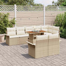 Havesofa Sæt med pude 9 pcs Beige og creme polyrattan