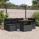 Havesofa Sæt med pude 7 pcs Sort polyrattan