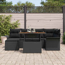 Havesofa Sæt med pude 7 pcs Sort polyrattan