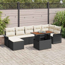 Havesofa Sæt med pude 8 pcs Sort og Cream polyrattan