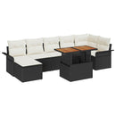 Havesofa Sæt med pude 8 pcs Sort og Cream polyrattan