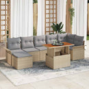 Havesofa Sæt med pude 8 pcs Beige og lys grå polyrattan