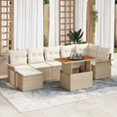 Havesofa Sæt med pude 8 pcs Beige og creme polyrattan