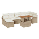 Havesofa Sæt med pude 8 pcs Beige og creme polyrattan