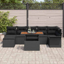 Havesofa Sæt med pude 8 pcs Sort polyrattan